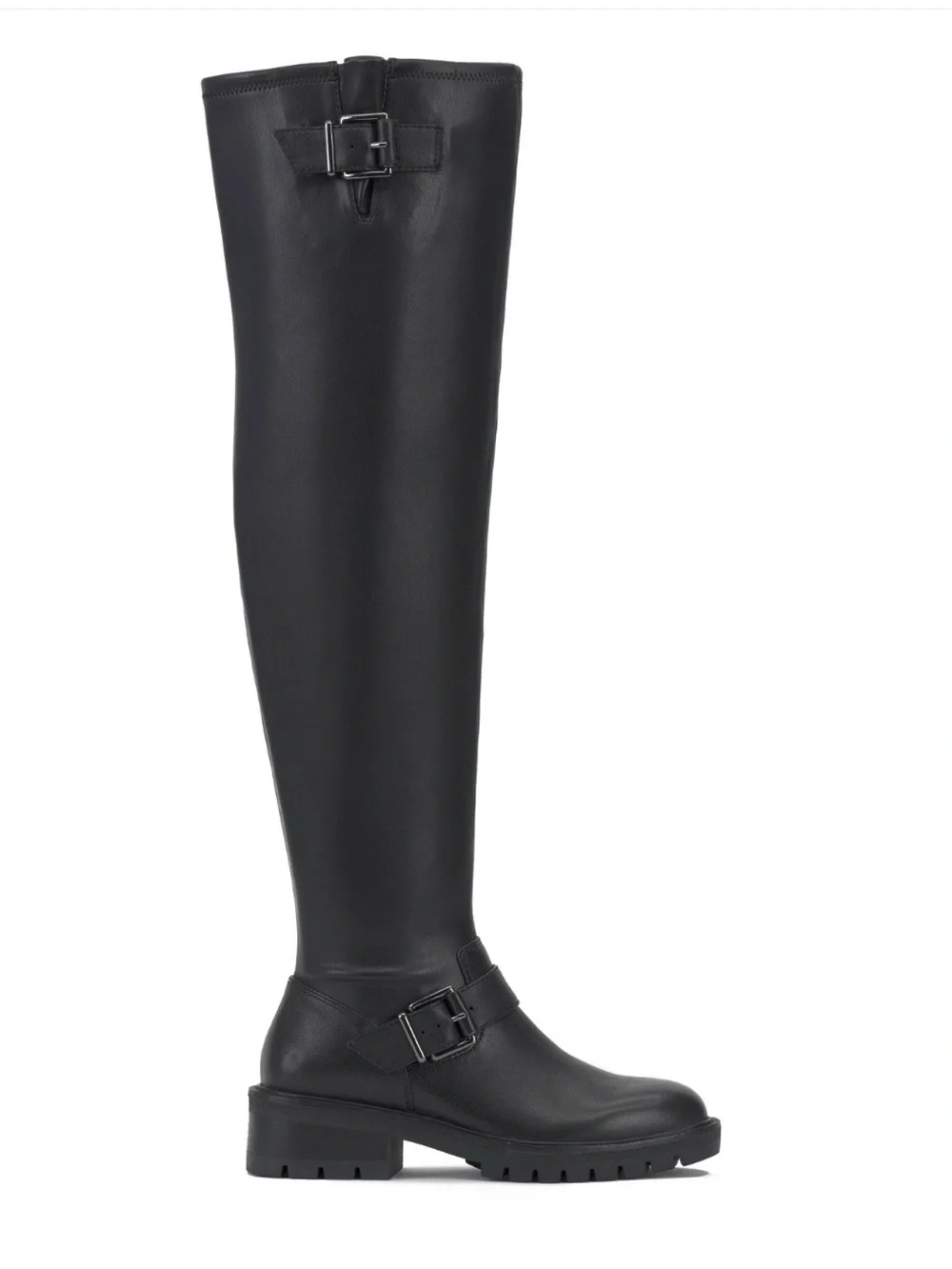 Vince Camuto Abrila Knee-High Black Leather Lug Sole Tall Boots Size 6.5 NEW - Picture 1 of 11